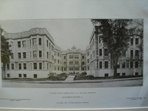 Ivanhoe Courts- Apartment-Houses, Boston, MA, 1907, C.H. Blackall