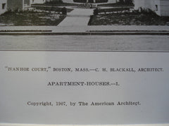 Ivanhoe Courts- Apartment-Houses, Boston, MA, 1907, C.H. Blackall