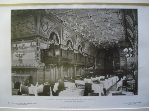 Dining Room: Engineers' Club, West Fortieth Street, New York, NY, 1907, Whitfield & King