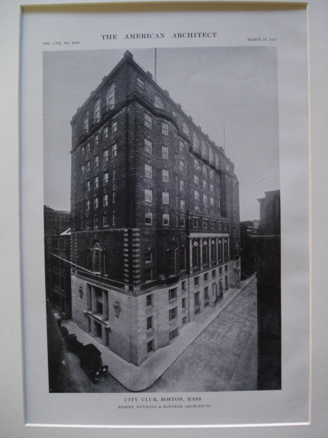City Club, Boston, MA, 1915, Messrs. Newhall & Blevens