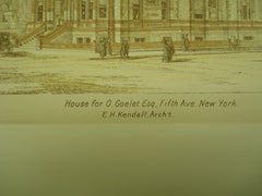 House for O. Goelet, Esq. on Fifth Avenue , New York, NY, 1881, E. H. Kendall