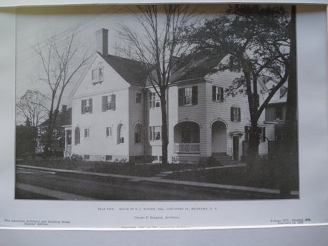 Rear View: House of R.C. Watson, Esq., Alexander St. , Rochester, NY, 1907, Claude F. Bragdon