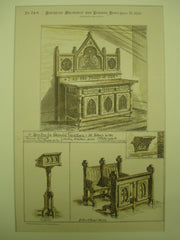 Designs for Chancel Furniture at St. John's in the Wilderness, PA, 1880, Manly N. Cutter