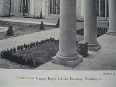 Court from Loggia in the Royal Italian Embassy , Washington, DC, 1927, Warren & Wetmore