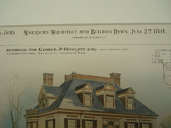 Residence for George P. Howlett, Esq., West Newton, MA, 1891, C. Herbert McClare