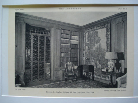 Library of Dr. Stafford McLean, 17 East 71st Street , New York, NY, 1926, Edmund Ellis