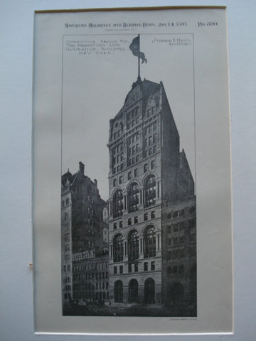 Competitive Design for the Manhattan Life Insurance Building , New York, NY, 1893, Stephen D. Hatch