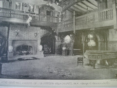 Great Hall in the House of J.B. Stetson, Esq. , Orgontz, PA, 1893, George T. Pearson