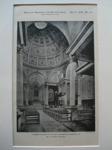 Interior of the Church of St. John Chrysostom , Philadelphia, PA, 1899, Baily & Truscott