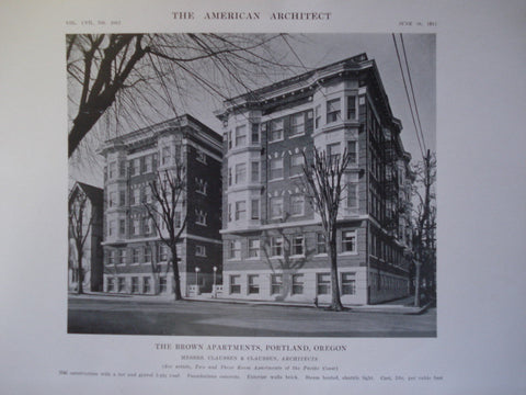Brown Apartments , Portland, OR, 1915, Messrs. Claussen & Claussen