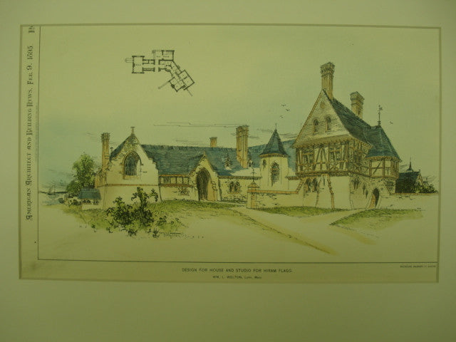 Design for the House and Studio for Hiram Flagg, 1895, Wm. L. Welton
