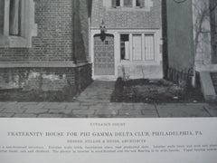 Entrance Court to the Fraternity House for Phi Gamma Delta Club , Philadelphia, PA, 1915, Messrs. Mellor & Meigs