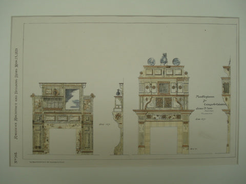 Mantlepieces for Charles W. Chandler , Philadelphia, PA, 1879, James P. Sims