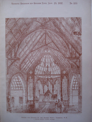 Design for Church of the Sacred Heart , Cramond, Edinburgh, Scotland, UK, 1897, J. Graham Fairley