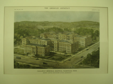 Gallaway Memorial Hospital , Nashville, TN, 1916, Samuel Hannaford & Sons