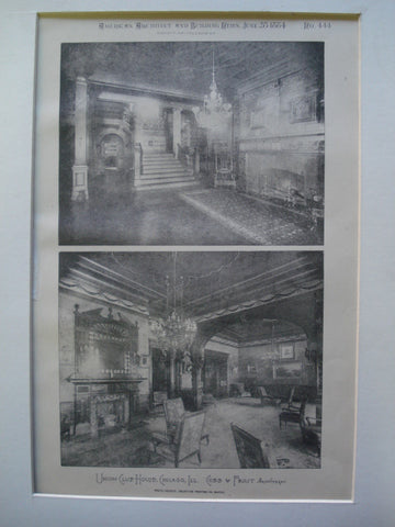 Interior of the Club House for the Union Club , Chicago, IL, 1884, Messrs. Cobb & Frost