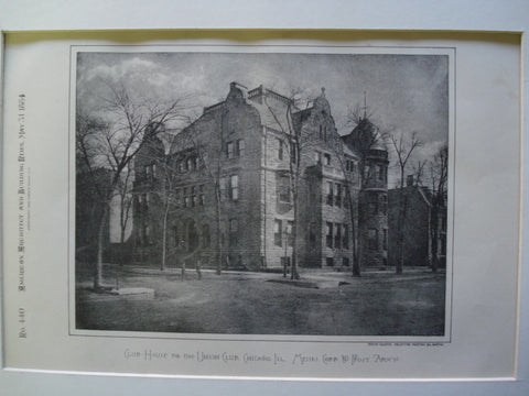 Club House for the Union Club , Chicago, IL, 1884, Messrs. Cobb & Frost