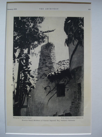 Exterior Detail for the Residence of Clarence Ingersoll, Esq. , Oakland, CA, 1930, W.R. Yelland