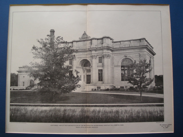 Northwest View of the Pumping Station of the Metropolitan Water-Works on Chestnut Hill , Newton, MA, 1901, Shepley, Rutan & Coolidge