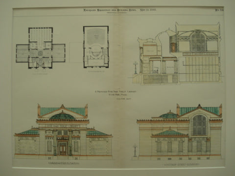 Proposed Hyde Park Public Library, Hyde Park, MA, 1898, J. G. Glover