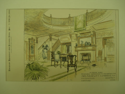 Proposed Alteration to the Residence for Mrs. M. B. Hewitt, Cambridge, NY, 1896, F. R. Comstock