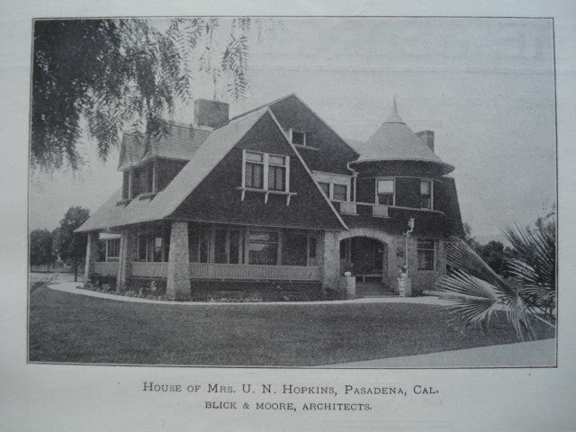 House of Mrs. U.N. Hopkins , Pasadena, CA, 1899, Blick & Moore