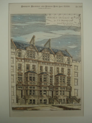 Houses on East 67th Street for I. E. Doying, Esq. , New York, NY, 1880, James E. Ware