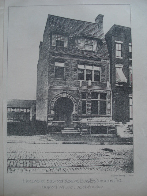 House of Edward Reese, Esq., Baltimore, MD, 1887, J.A. & W.T. Wilson