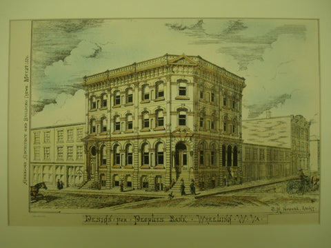 Design for the Peoples' Bank , Wheeling, WV, 1876, S. M. Howard