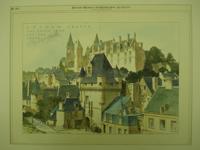 Upper Town and Chateau , Loches, France, EUR, 1894, Unknown