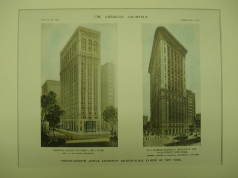 Madison Avenue Building and the U. S. Rubber Building, New York, NY, 1912, C. A. Valentine and Carrere & Hatings