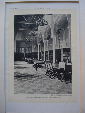 Library, Hall of Philosophy in the University of Southern California, Los Angeles, CA, 1930, Ralph C. Flewelling