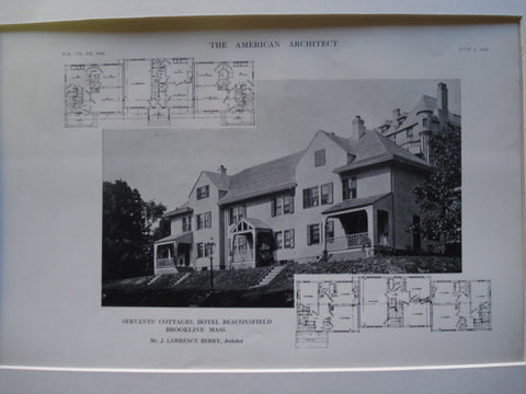 Servant's Cottages for the Hotel Beaconsfield , Brookline, MA, 1912, Mr. J. Lawrence Berry