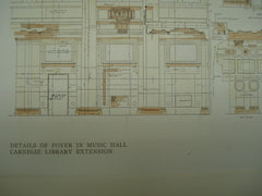 Details of the Foyer in the Music Hall of the Carnegie Library Extension , Pittsburgh, PA, 1909, Alden & Harlow
