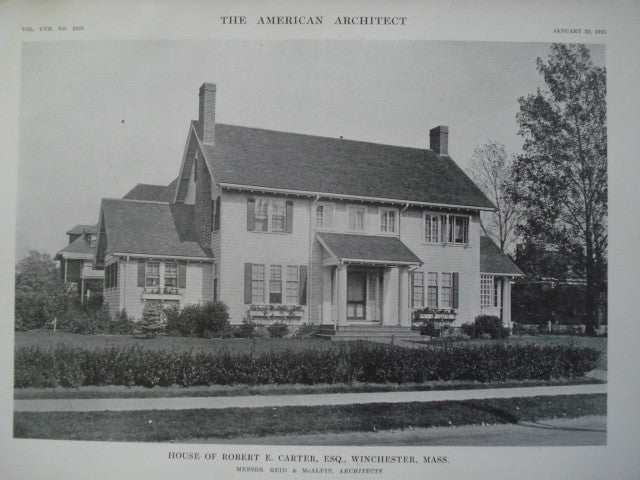 House of Robert E. Carter, Esq., Winchester, MA, 1915, Messrs. Reid & McAlpin