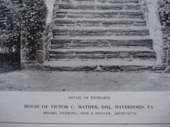 Detail of the Entrance to the House of Victor C. Mather, Esq., Haverford, PA, 1912, Duhring, Okie & Ziegler