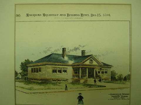 Competitive Design for a Primary School , Woburn, MA, 1894, A. H. Gould
