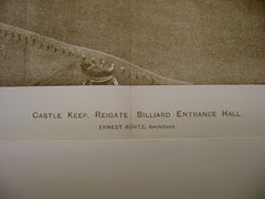 Castle Keep Billiard Entrance Hall, Reigate, England, UK, 1898, Ernest Runtz