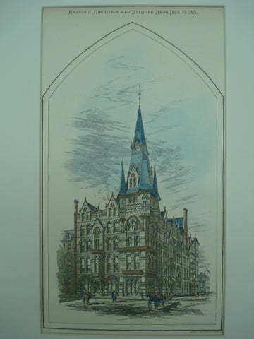 Competitive Design for the YMCA Building, Philadelphia, PA, 1876, D. E. Supplee