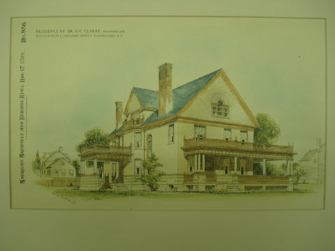 Residence of Dr. G. C. Clarke , Niagara Falls, NY, 1894, Block, Barnes, & Orchard
