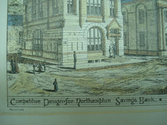 Competitive Design for the Northampton Savings Bank , Northampton, MA, 1877, Ferry & Gardner