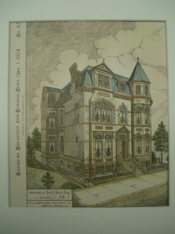 Residence of Geo. B. Swain, Esq. , Newark, NJ, 1884, Paul G. Botticher