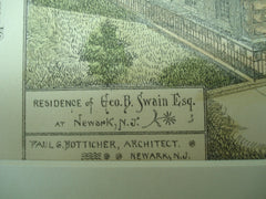 Residence of Geo. B. Swain, Esq. , Newark, NJ, 1884, Paul G. Botticher