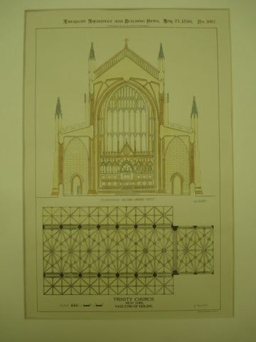 Vaulting of the Ceiling at Trinity Church , New York, NY, 1896, Wm. Martin Aiken