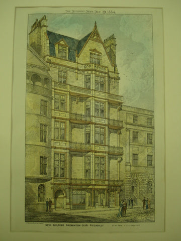 New Building for the Badminton Club in Piccadilly, London, England, UK, 1884, R. W. Edis