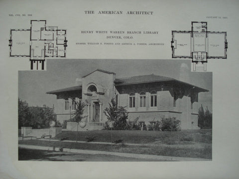 Henry White Warren Branch Library , Denver, CO, 1915, Messrs. William E. Fisher and Arthur A. Fisher