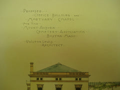 Proposed Office Building and Mortuary Chapel for the Mount Auburn Cemetery Association , Boston, MA, 1896, G. Wilton Lewis
