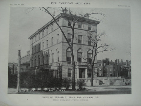 House of Edward T. Blair, Esq. , Chicago, IL, 1915, Messrs. McKim, Mead & White