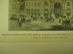 Building on the Corner of Third and Market Streets for Claus Spreckels, Esq., San Francisco, CA, 1897, James W. & Merritt J. Reid