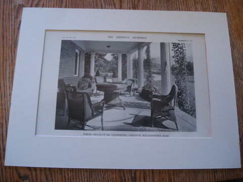 Porch-House of Vanderpoel Adriance. Williamstown, Massachusetts. James Purdon. 1916